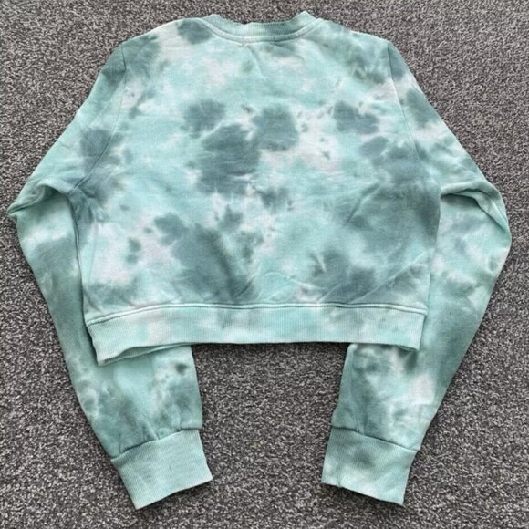 Women True Religion Buddha Green Tie Dye Shrunken Crop Sweatshirt - Size Medium - Picture 4 of 4